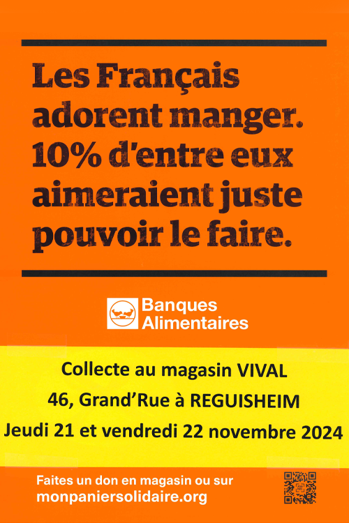 Collecte pour la banque alimentaire au magasin VIVAL à Réguisheim