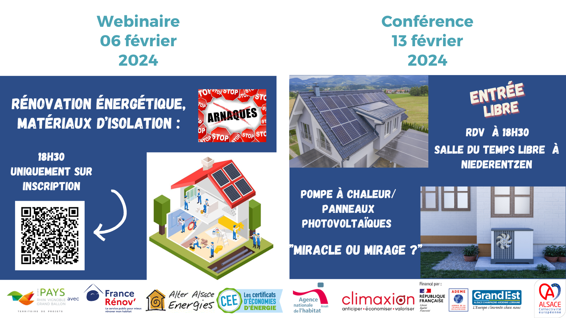 Participez aux animations gratuites organisées par l’Espace Conseil France Rénov du PETR du Pays Rhin Vignoble Grand Ballon (RVGB) en partenariat avec l’Association Alter Alsace Energies (association à but non lucratif).