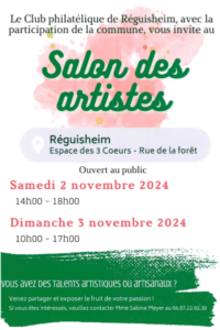 Salon des artistes 2024 : samedi 2 et 3 novembre 2024