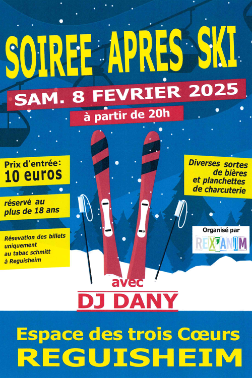 Soirée Après ski le samedi 8 février 2025 à partir de 20h à Réguisheim