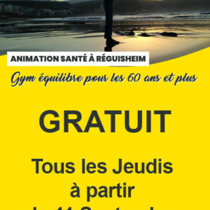 Animation Santé Gratuite à Réguisheim. Gym pour les seniors 60 ans et plus