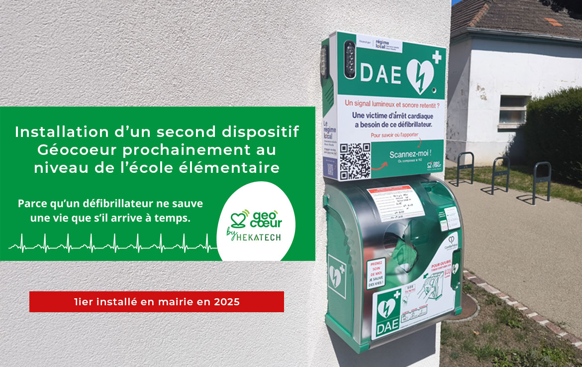 Un second dispositif Géocoeur sera prochainement déployé au niveau du défibrillateur de l'école élémentaire.