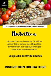 Atelier prévention pour les 60 ans et + autour de la nutrition à Réguisheim à partir de mai 2026
