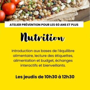 Atelier prévention pour les 60 ans et + autour de la nutrition à Réguisheim à partir de mai 2026