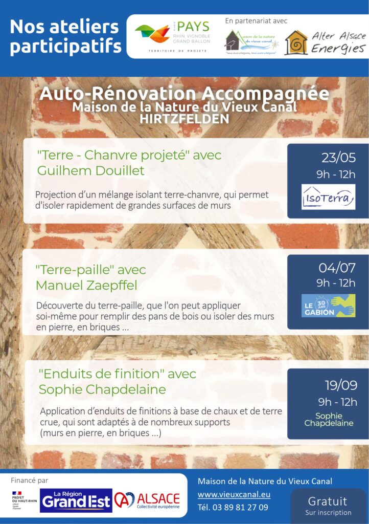 Ateliers participatifs autour de l'auto-rénovation accompagnée : pour les habitants désireux d'apprendre des techniques de rénovation.