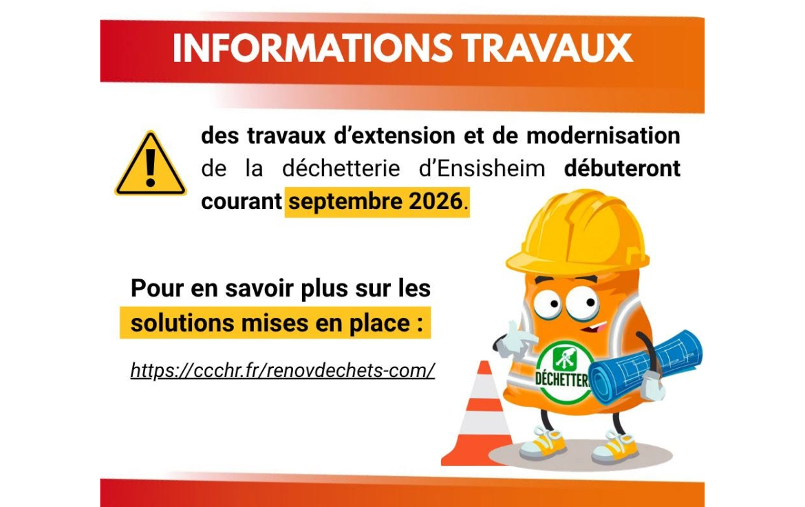 Fermeture temporaire de la déchetterie à compter du 1ier octobre 2026.